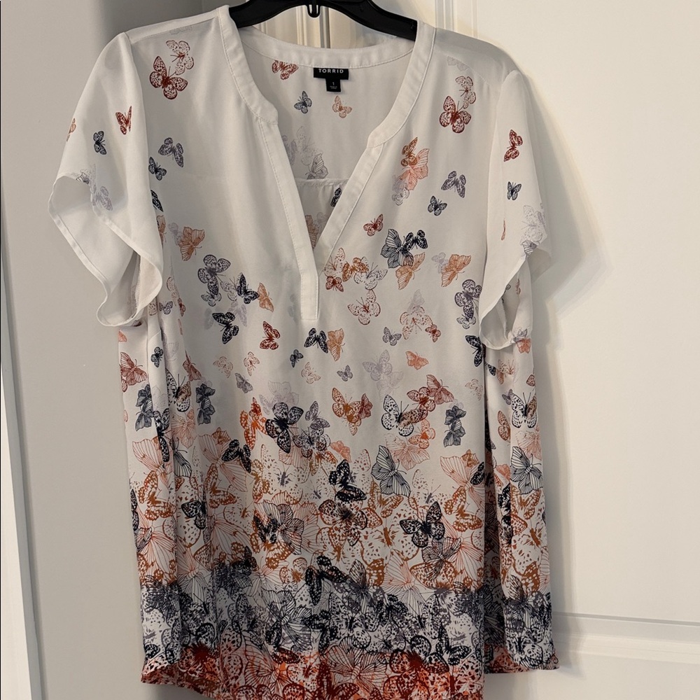 Torrid Multicolor Butterfly Print Blouse